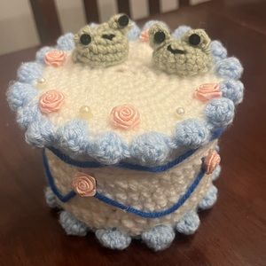 Handmade Crochet Frog Cake Box